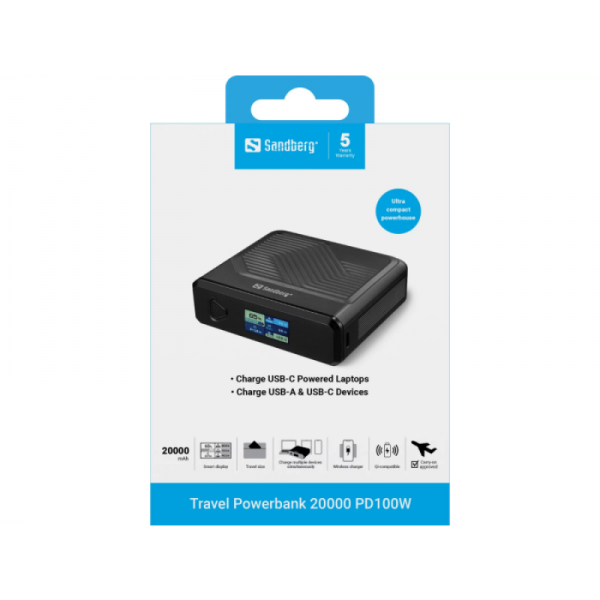 Sandberg Powerbank 20000 mAh PD100W prenosna baterija Sandberg Powerbank 20000 mAh PD100W prenosna baterija