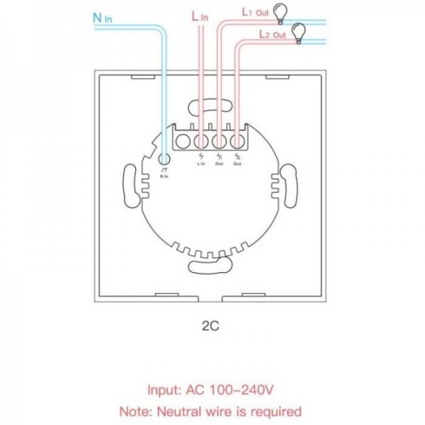SONOFF pametno stensko stikalo Wi-Fi + RF433 dvojno T2EU2C-TX