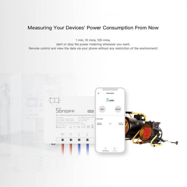 SONOFF pametno stikalo Wi-Fi za merjenje porabe energije POWR3 SONOFF pametno stikalo Wi-Fi za merjenje porabe energije POWR3
