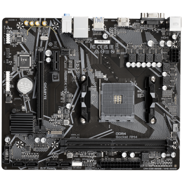 GIGABYTE A520M K V2, DDR4, SATA3, USB3.2Gen1, HDMI, AM4 mATX GIGABYTE A520M K V2, DDR4, SATA3, USB3.2Gen1, HDMI, AM4 mATX