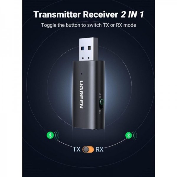 UGREEN bluetooth 5.1 brezžični oddajnik/sprejemnik 2v1 za TV, Domači avdio sprejemnik, Avtoradio,...