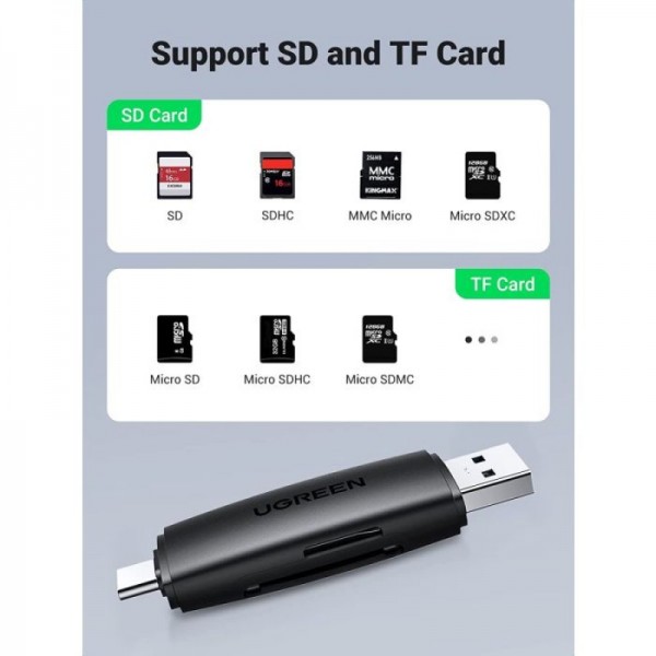 Ugreen USB 3.0 + USB-C OTG čitalec kartic