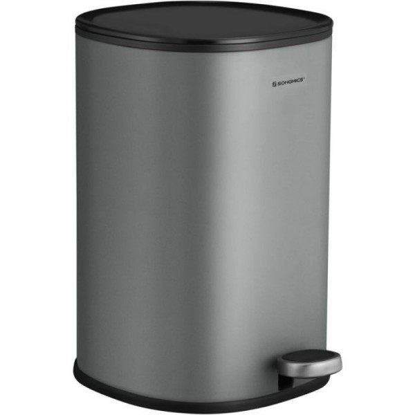 SONGMICS 5-litrski pedalni koš iz jekla siv