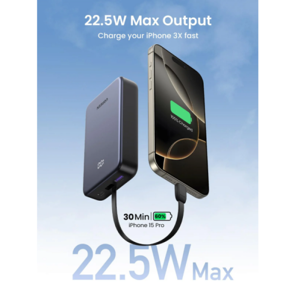 Ugreen 22,5W 20000mAh prenosna baterija z vgrajenim kablom Ugreen 22,5W 20000mAh prenosna baterija z vgrajenim kablom