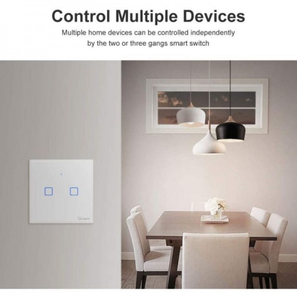 SONOFF pametno stensko stikalo Wi-Fi + RF433 dvojno T2EU2C-TX