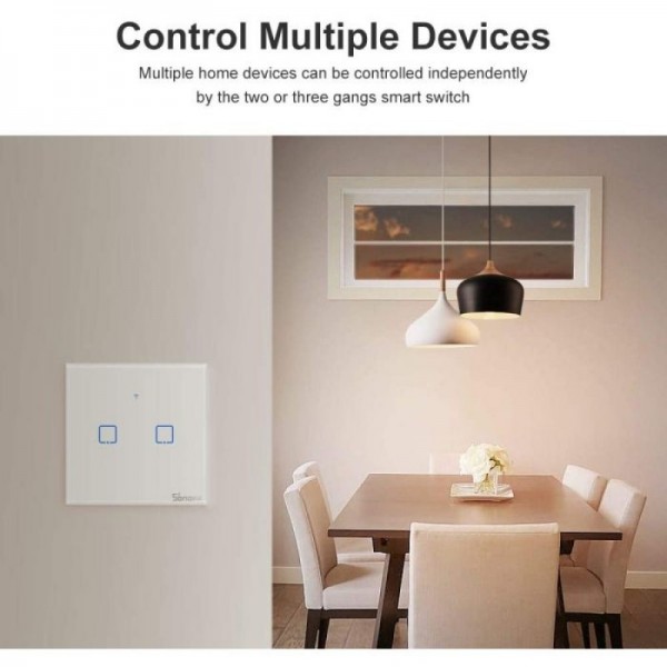 SONOFF pametno stensko stikalo Wi-Fi + RF433 dvojno T1EU2C-TX SONOFF pametno stensko stikalo Wi-Fi + RF433 dvojno T1EU2C-TX