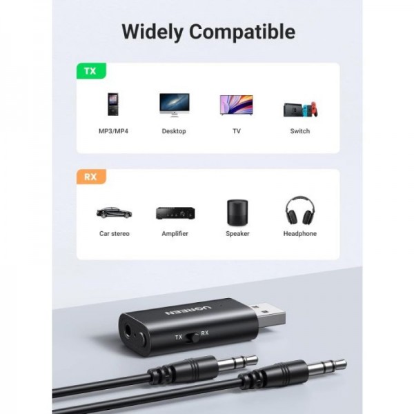 UGREEN bluetooth 5.1 brezžični oddajnik/sprejemnik 2v1 za TV, Domači avdio sprejemnik, Avtoradio,...
