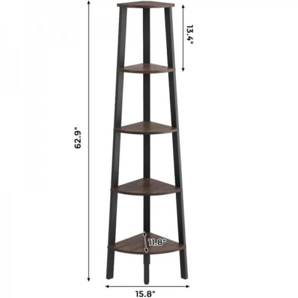 VASAGLE Kotna knjižna omara 5 nivojev LLS35X