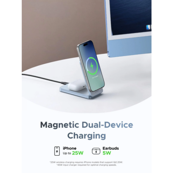 Ugreen 2-in-1 MagSafe brezžični polnilnik Qi2 25W