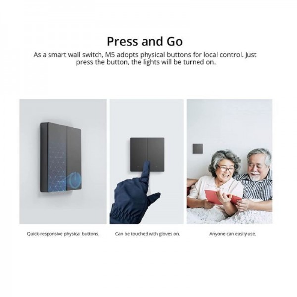 SONOFF pametno stensko stikalo Wi-Fi M5-2C-80, dvojno