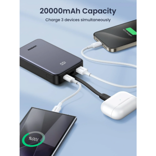 Ugreen 22,5W 20000mAh prenosna baterija z vgrajenim kablom Ugreen 22,5W 20000mAh prenosna baterija z vgrajenim kablom