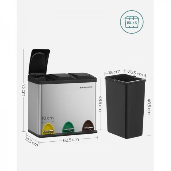 SONGMICS koš za ločevanje odpadkov 45L LTB45L SONGMICS koš za ločevanje odpadkov 45L LTB45L