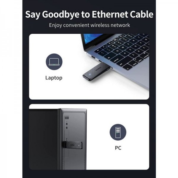 Ugreen USB WiFi adapter AC1300, 1300Mbps 802.11 Dual Band