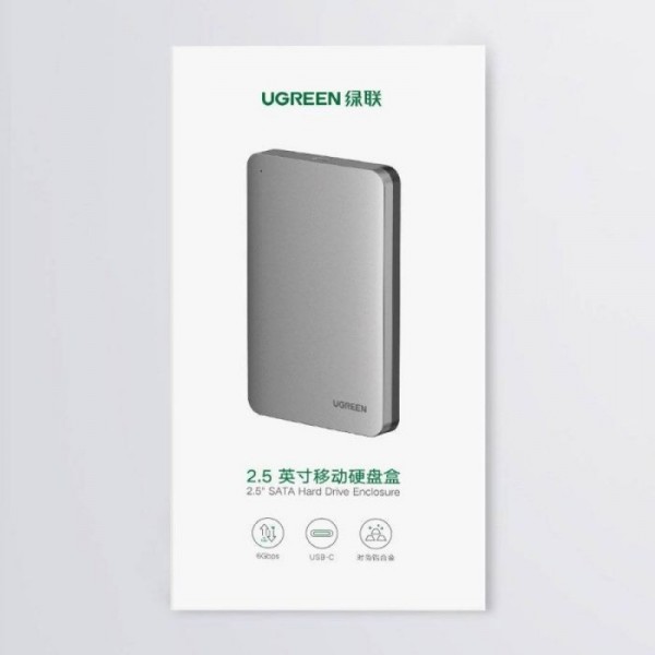 Ugreen 2.5 SATA ohišje za disk srebrn - box