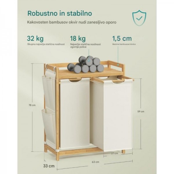 SONGMICS košara za perilo črna 2/1 100L SONGMICS košara za perilo črna 2/1 100L
