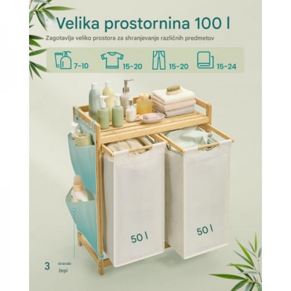 SONGMICS košara za perilo črna 2/1 100L SONGMICS košara za perilo črna 2/1 100L