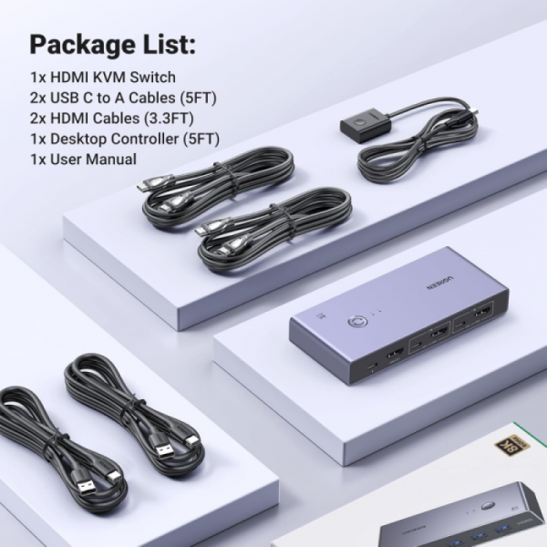 Ugreen USB 3.0 KVM stikalo za upravljanje 2 računalnikov Ugreen USB 3.0 KVM stikalo za upravljanje 2 računalnikov