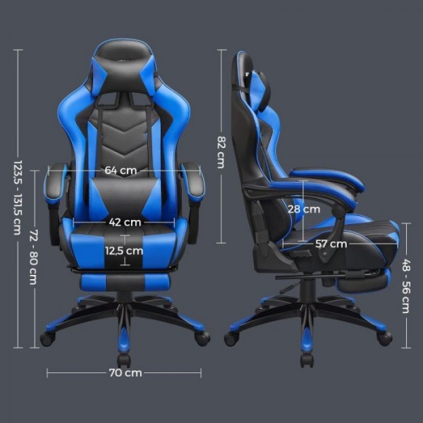 SONGMICS Gaming stol, črno-moder, RCG026B01