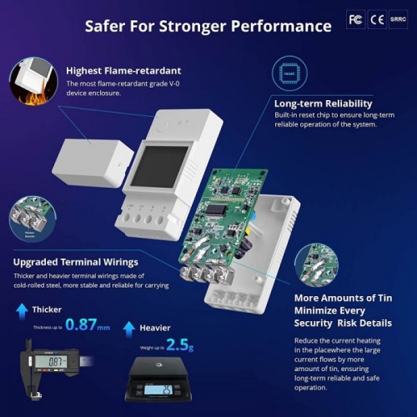 SONOFF POWR316D pametno stikalo, digitalni merilnik porabe z LCD, združljivo z  Alexa/Google Home, 1