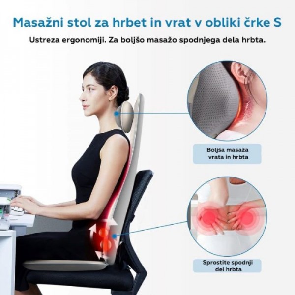 RENPHO Ergonomska masažna blazina za hrbet, vrat in glavo bež