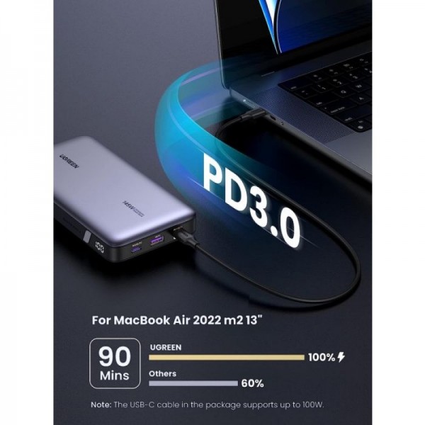 Ugreen 145W 25000mAh Prenosna baterija za prenosni računalnik s tremi vrati Ugreen 145W 25000mAh Prenosna baterija za prenosni računalnik s tremi vrati
