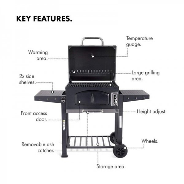 VonHaus prenosni žar na oglje/ Smoker American Style