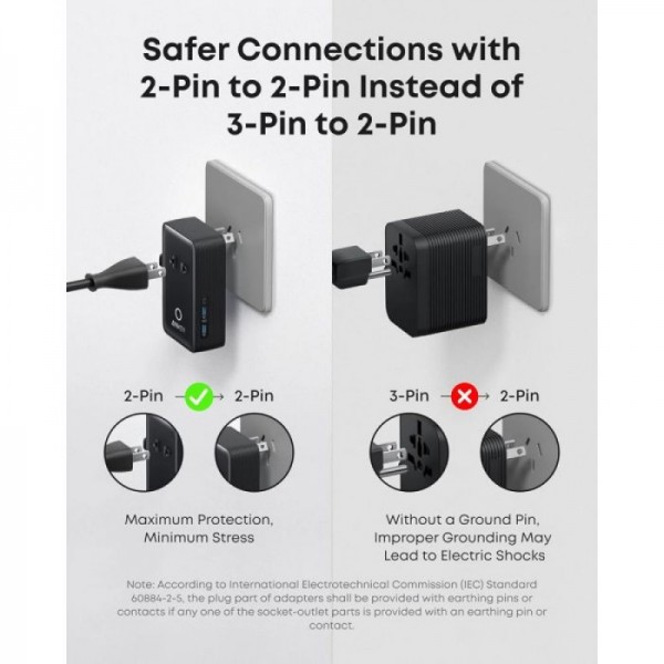 Anker Nano potovalni adapter 5v1, 20W, črn Anker Nano potovalni adapter 5v1, 20W, črn