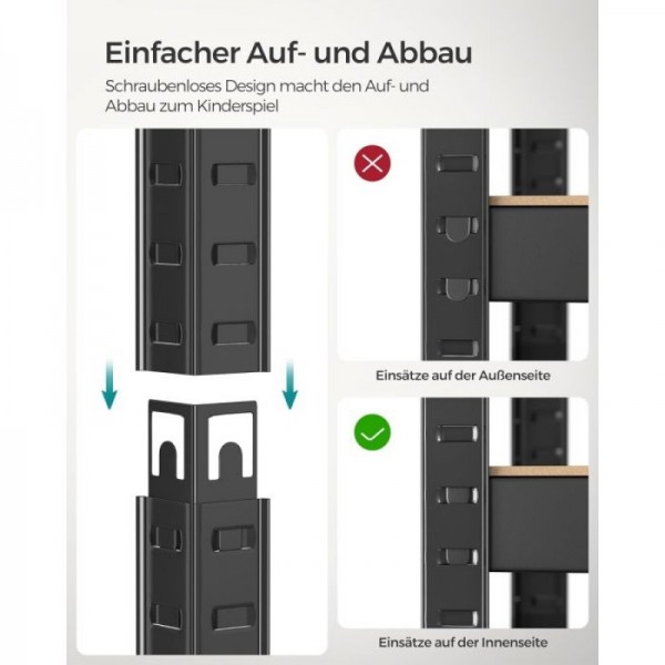 SONGMICS Regal 30 x 75 x 150 cm rjavo-črna,GLR030B21