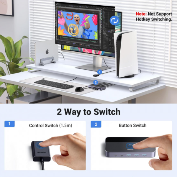 Ugreen USB 3.0 KVM stikalo za 1 monitor in 2 računalnika
