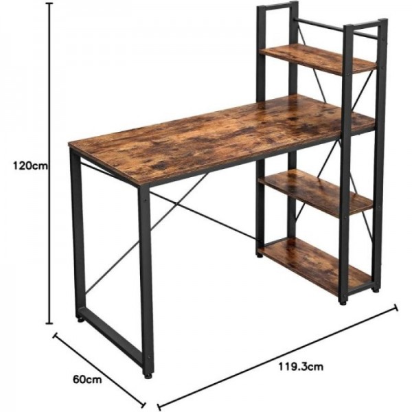 VASAGLE pisalna miza v industrijskem slogu, 120 × 60 × 75 cm
