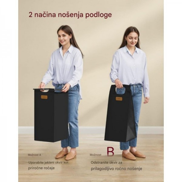 VASAGLE košara za perilo črna 4/1 150L