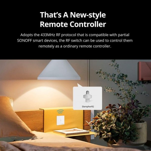 SONOFF brezžično pametno stensko stikalo 433MHz enojno T2EU1C-RF