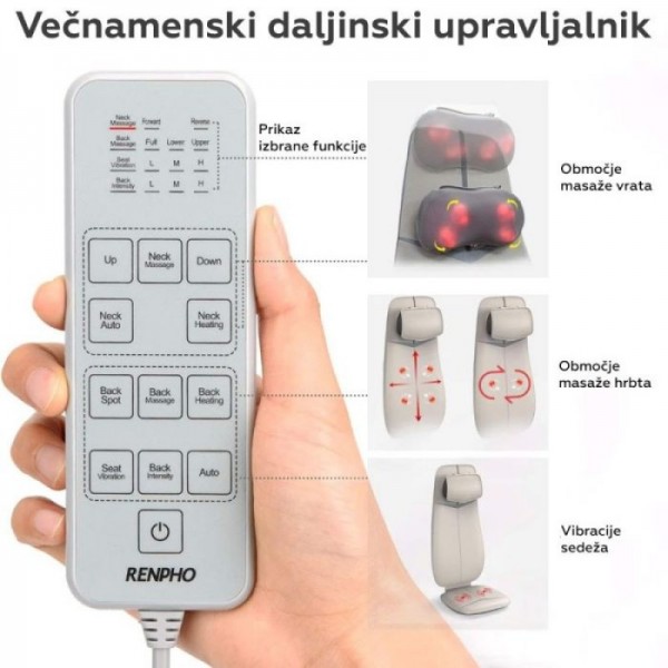 RENPHO Ergonomska masažna blazina za hrbet, vrat in glavo bež