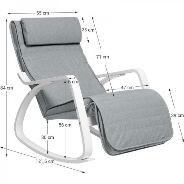 SONGMICS pomirjujoč leseni gugalni stol z nastavljivim podnožjem