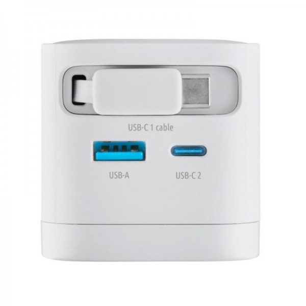 Intenso 65W GaN napajalnik z vgrajenim kablom USB-C, bel