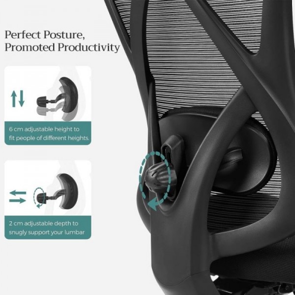 SONGMICS pisarniški stol, črn, OBN063B01