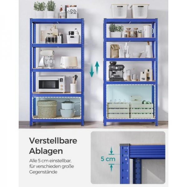 SONGMICS Regal 40 x 90 x 180 cm rjavo-moder,GLR040Q01
