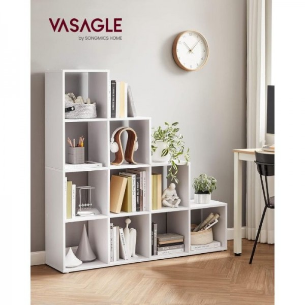 VASAGLE omara ali regal s 10 odprtimi predali, bela