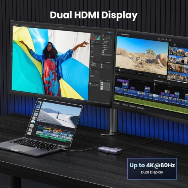 UGREEN 6v1 USB C Hub Dual HDMI 4K@60Hz, 100W PD