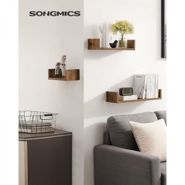 SONGMICS komplet 3 plavajočih stenskih polic