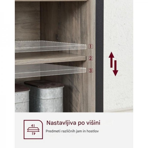 VASAGLE stranska omarica v industrijskem slogu, 100 × 33 × 80 cm