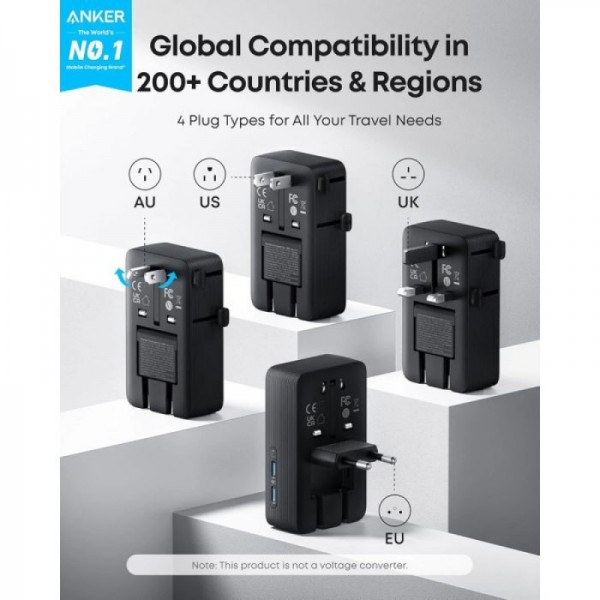 Anker Nano potovalni adapter 5v1, 20W, črn Anker Nano potovalni adapter 5v1, 20W, črn