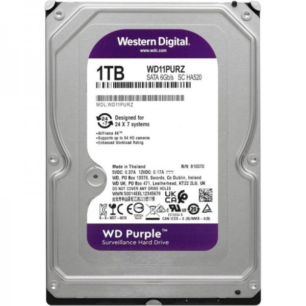 WD 1TB Purple 3,5" SATA 6Gb/s 5400rpm 64MB HDD disk