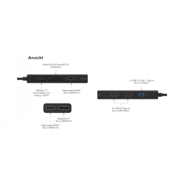 IcyBox IB-DK4011-CPD priklopna postaja s Power Delivery 100W