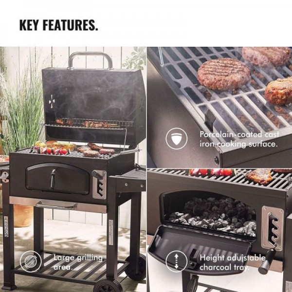 VonHaus prenosni žar na oglje/ Smoker American Style