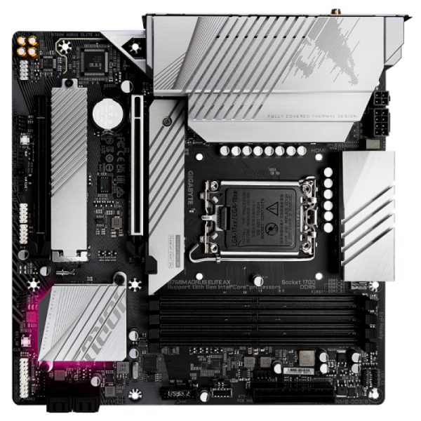 GIGABYTE B760M AORUS Elite AX, DDR5, SATA3, USB3.2Gen2x2, DP, WiFi 6E, LGA1700 mATX GIGABYTE B760M AORUS Elite AX, DDR5, SATA3, USB3.2Gen2x2, DP, WiFi 6E, LGA1700 mATX