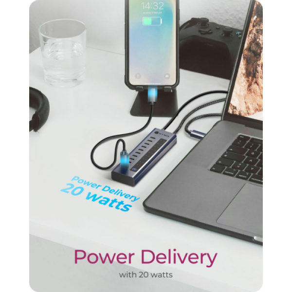 IcyBox IB-HUB1450-C31 10-portni hub vmesnik USB-C 3.2