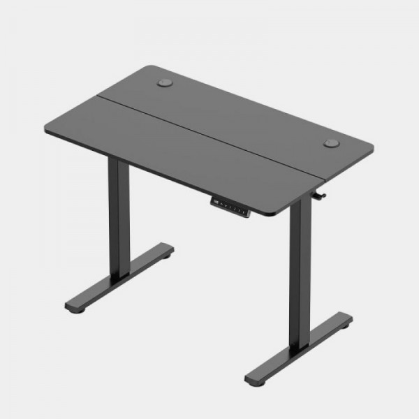 VonHaus Črna električno nastavljiva dvižna pisalna miza 100 × 60 cm z USB-C polnilnim priključkom