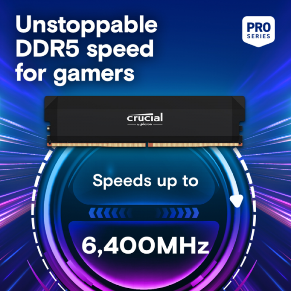 Crucial Pro 32GB Kit (2x16GB) DDR5-6400 UDIMM CL38, 1.35V Crucial Pro 32GB Kit (2x16GB) DDR5-6400 UDIMM CL38, 1.35V