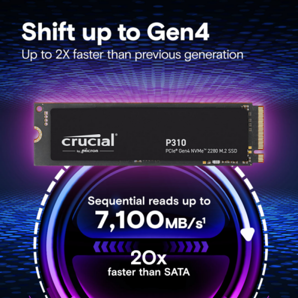 Crucial P310 1TB PCIe Gen4 NVMe 2280 M.2 SSD